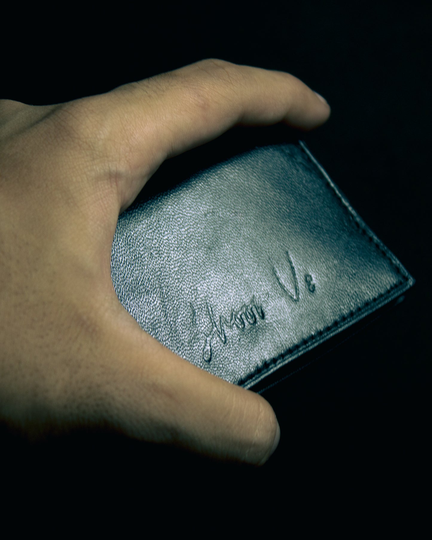 Black Fliptop Leather Cash & Card Wallet