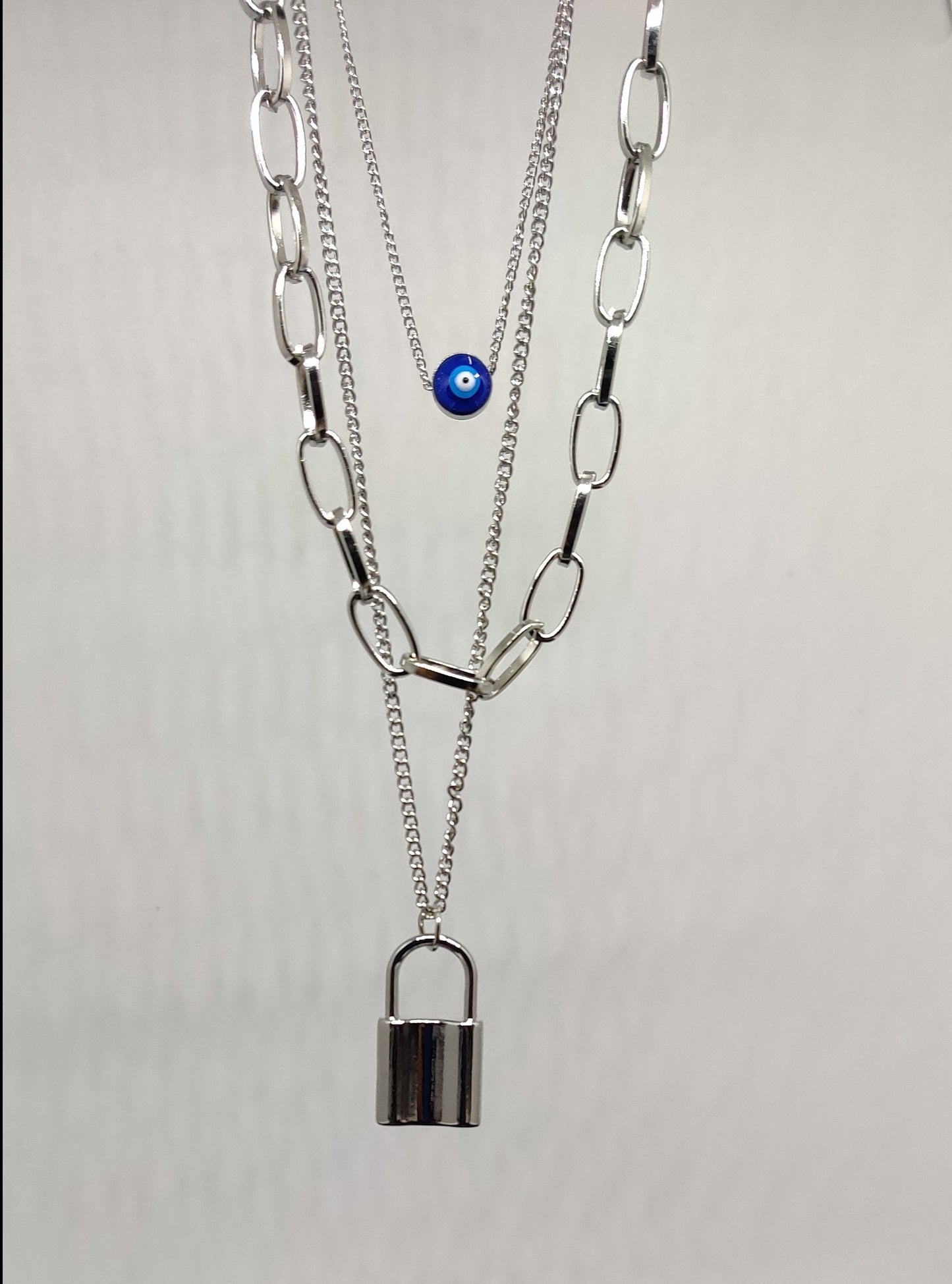 Silver Evil-eye Stack Chain
