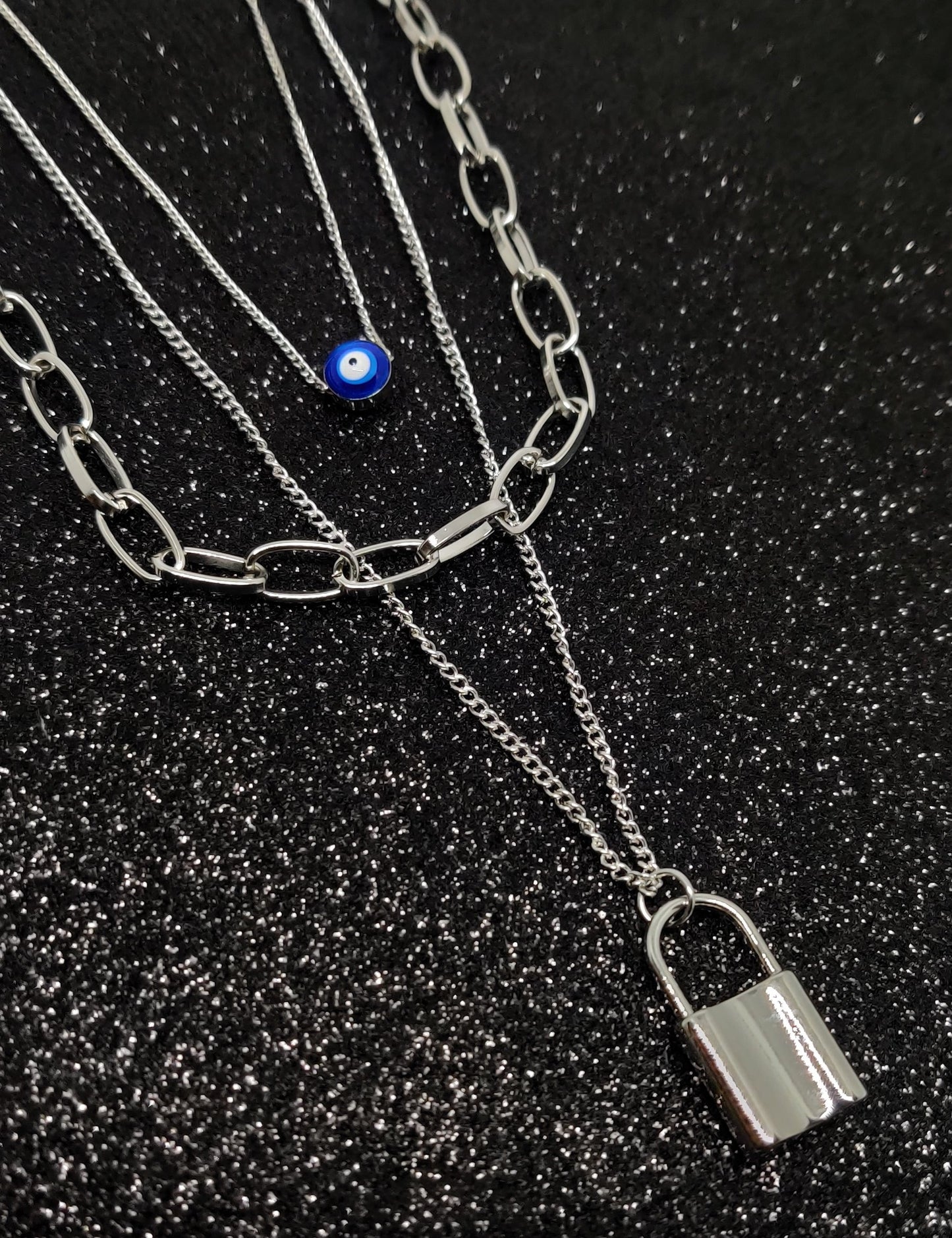 Silver Evil-eye Stack Chain