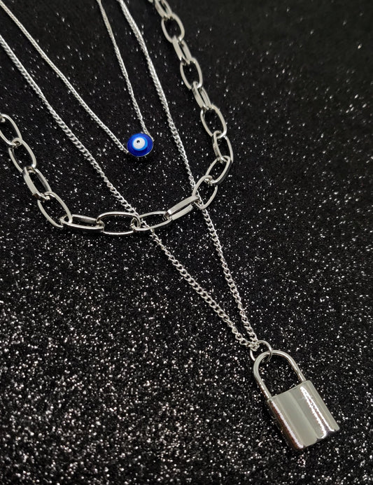 Silver Evil-eye Stack Chain
