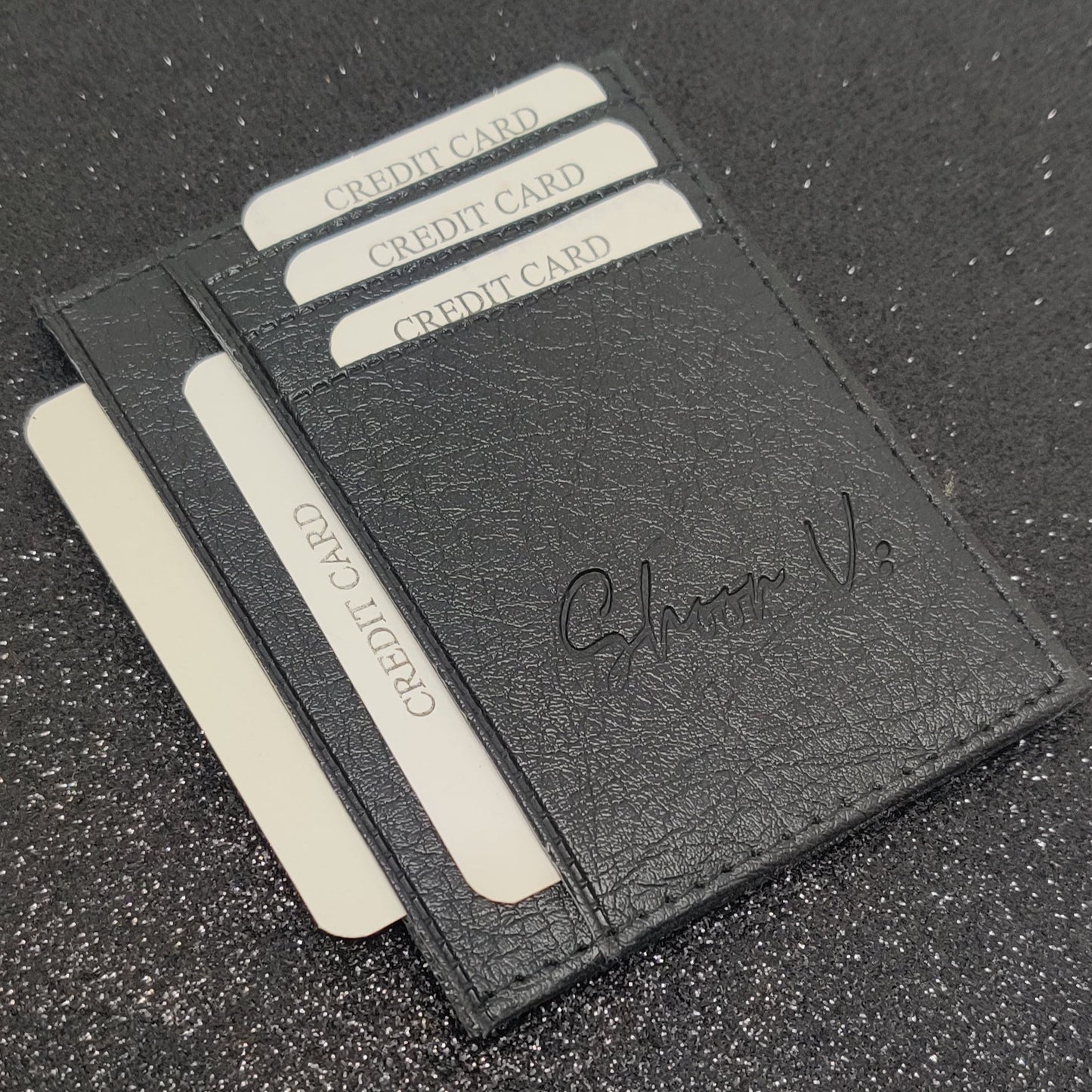 Men Black Leather Card Holder