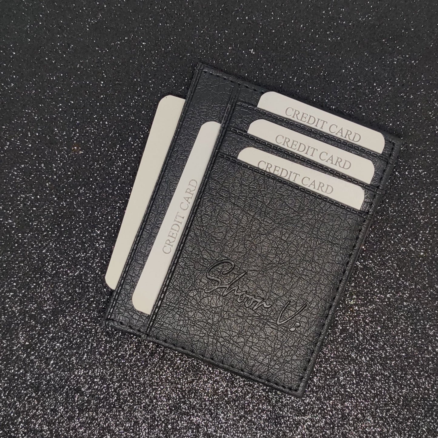Men Black Leather Card Holder