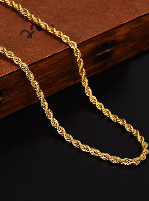 Men Gold-Plated Stainless Steel Curve Chain