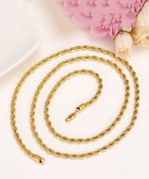 Men Gold-Plated Stainless Steel Curve Chain