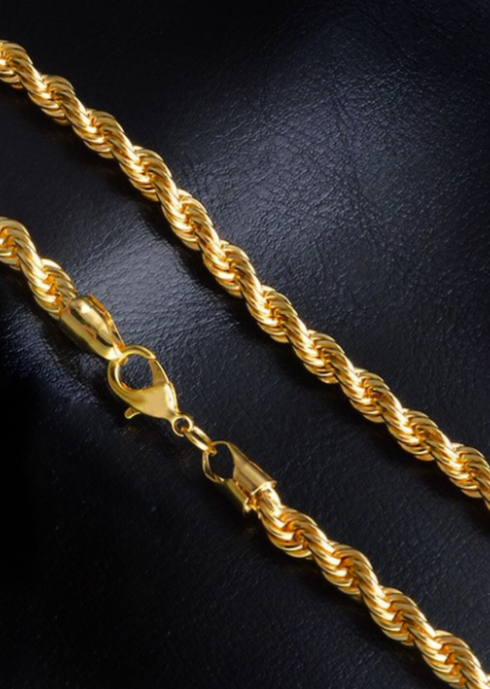 Men Gold-Plated Stainless Steel Curve Chain