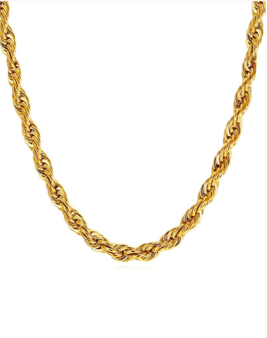 Men Gold-Plated Stainless Steel Curve Chain